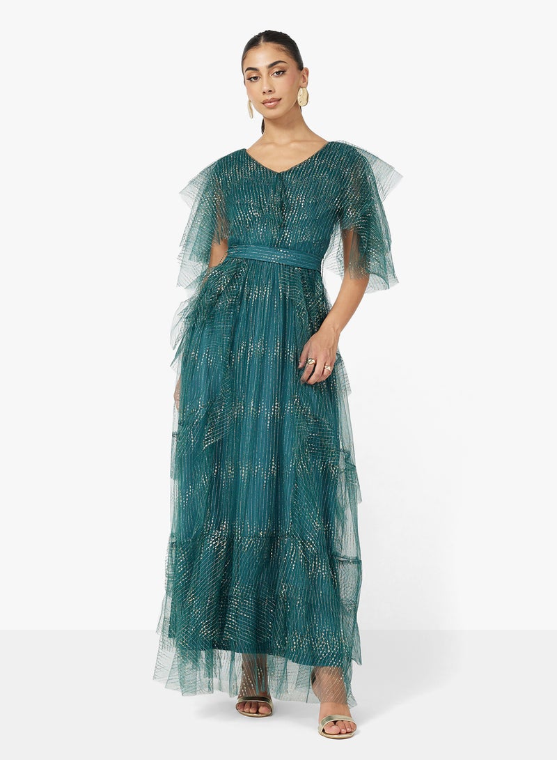 Namshi x Shimmer Dress With Ruffles - Image 4