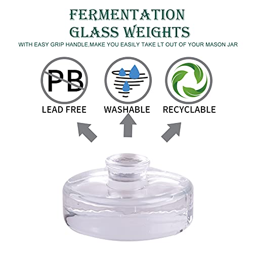 Eleganttime 4 Pack Easy Grip Handle Glass Fermentation Weights Great Mason Jar Wide Mouth Canning Fermenting Pickling Sourkrout Kraut Weight Fermentation Kit - Image 2