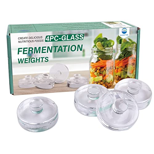 Eleganttime 4 Pack Easy Grip Handle Glass Fermentation Weights Great Mason Jar Wide Mouth Canning Fermenting Pickling Sourkrout Kraut Weight Fermentation Kit - Image 1