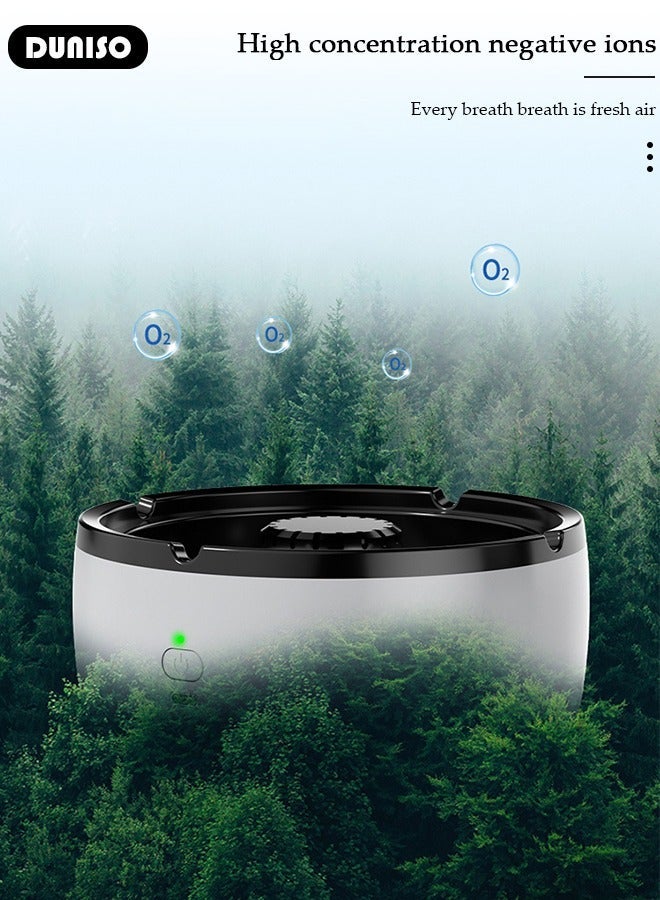 DUNISO Self Extinguishing Ashtray with Lid, 2 in 1 Multifunctional  Air Purifier with Filter Ashtray, Car Ashtray, Detachable Easy Clean Car Ashtray for Home, Car, Office - Image 2