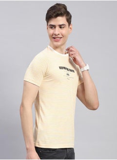 Monte Carlo Men Yellow Printed Round Neck T-Shirt by Styli  - Image 3