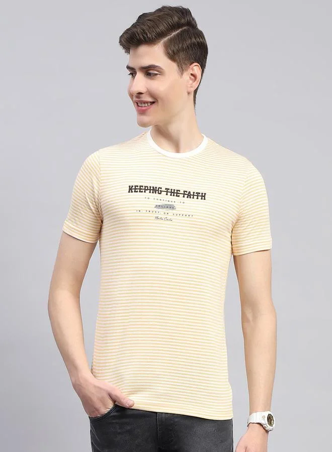 Monte Carlo Men Yellow Printed Round Neck T-Shirt by Styli