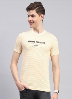 Monte Carlo Men Yellow Printed Round Neck T-Shirt by Styli  - Image 1