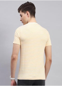 Monte Carlo Men Yellow Printed Round Neck T-Shirt by Styli  - Image 4