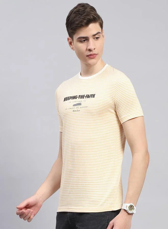 Monte Carlo Men Yellow Printed Round Neck T-Shirt by Styli