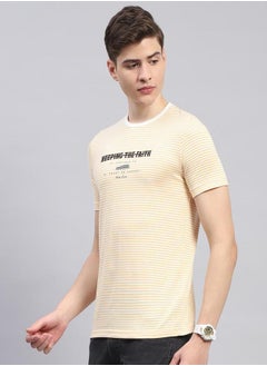 Monte Carlo Men Yellow Printed Round Neck T-Shirt by Styli  - Image 2