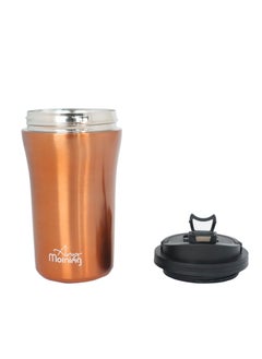 Any Morning Travel Coffee Mug with Lid and Straw 400ml, Insulated Stainless Steel Coffee Tumbler, Travel Coffee Cup for Hot and Cold Beverage, Leakproof and Spillproof, 14 oz, Copper Colour - SI232021  - Image 3