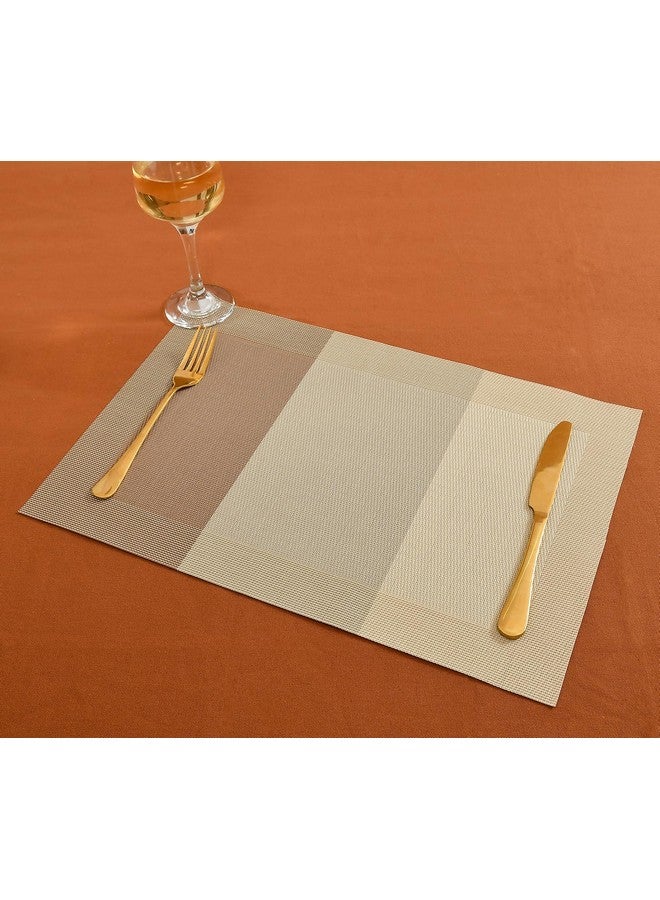 Yellow Weaves Yellow Weaves 6 PVC Dining Table Placemats with 1 Runner (30 X 135 CM), Set of 7 - Beige Brown Border  - Image 2
