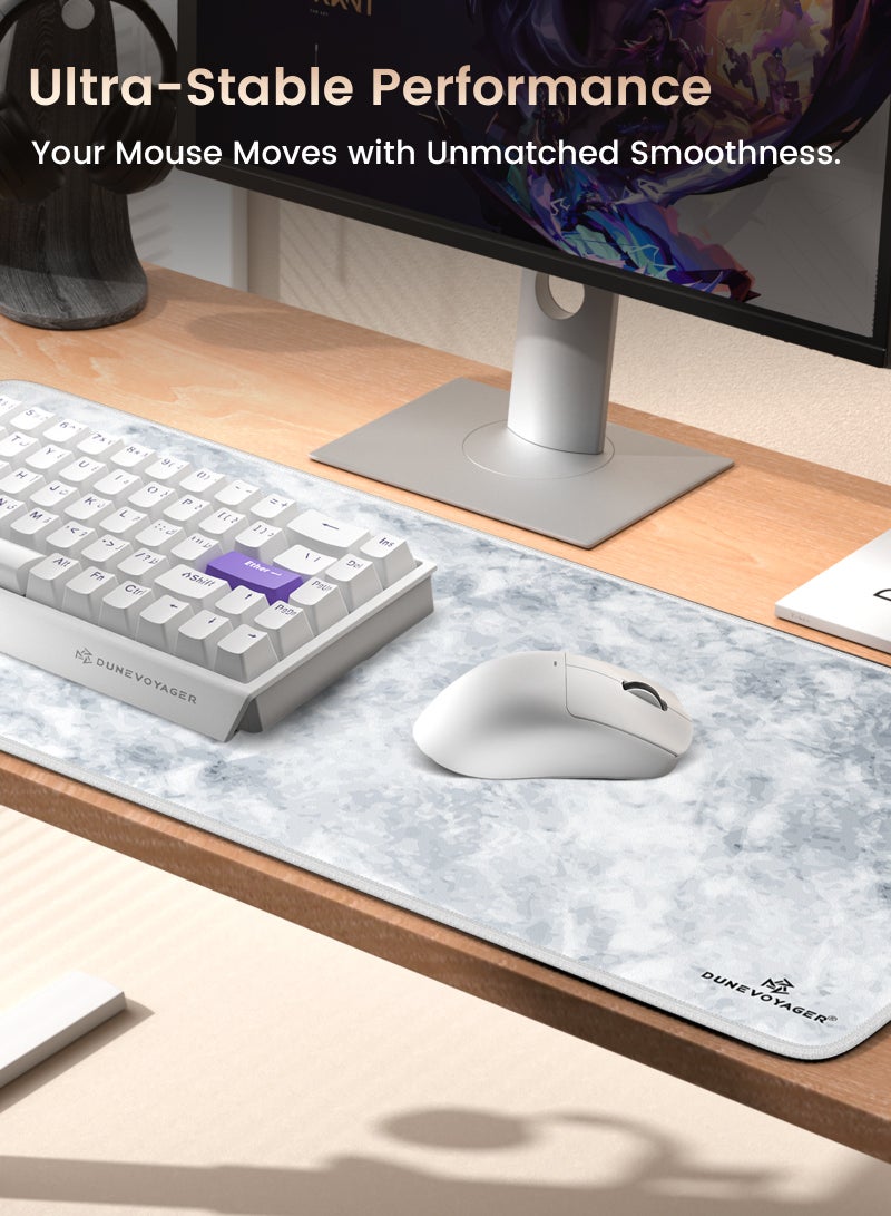DuneVoyager M3 Relief White ماوس باد للألعاب XXL ‎900×400×4‎ مم – مقاوم للماء، ماوس باد كبير وممتد، قاعدة مطاطية مانعة للانزلاق، تحكم سلس وثابت، مع علبة هدايا - view 4