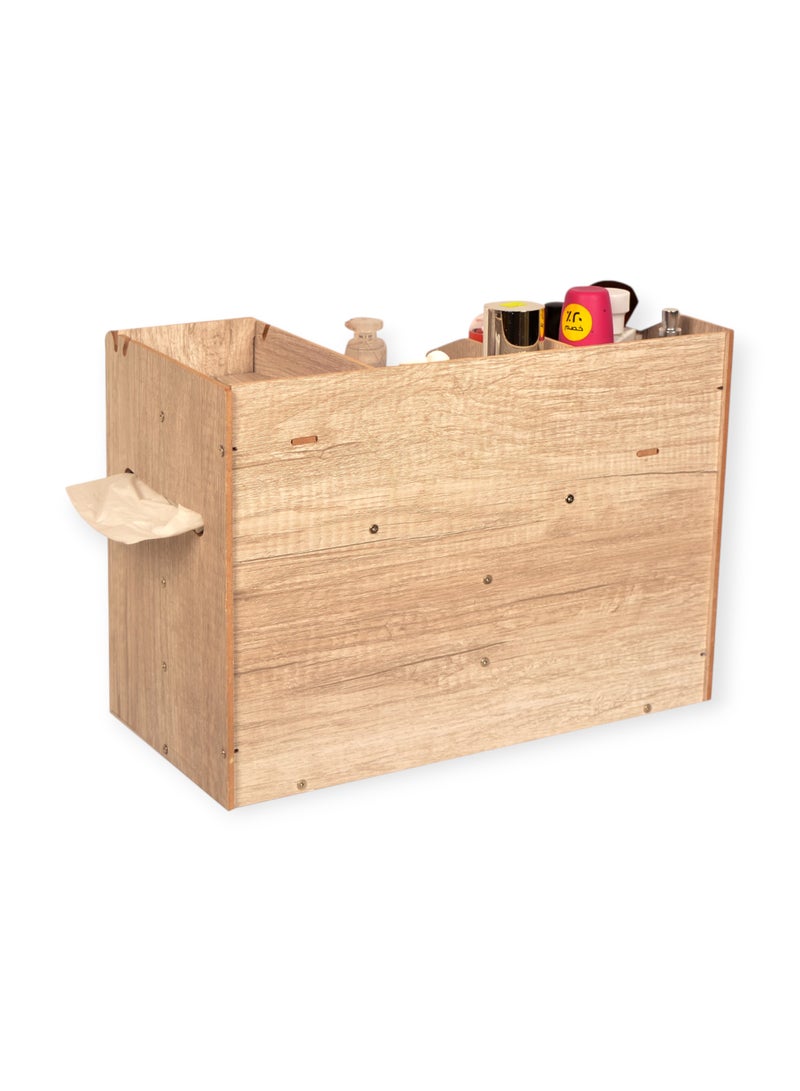 poly wood Makeup Organizer with Mirror & 4 Drawers – Wooden Cosmetic Storage Box with Tissue Holder – Large Capacity Vanity Organizer – Ideal Gift for Women & Girls - Image 4