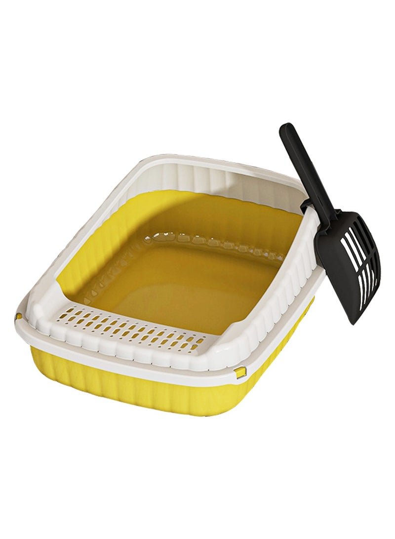 NNC PETS Cat litter box with Litter scoop, Raised sides, Sand filter pedal, and Detachable design, Anti-splash cat toilet for Large-sized cats, Suitable for Indoor & Outdoor use, Easy to clean (Yellow) - Image 1