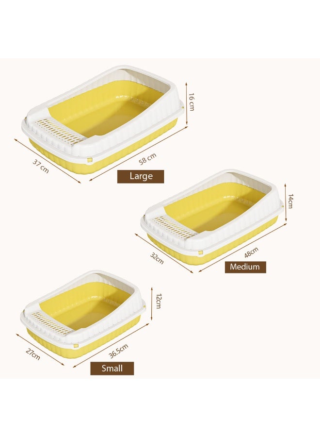 NNC PETS Cat litter box with Litter scoop, Raised sides, Sand filter pedal, and Detachable design, Anti-splash cat toilet for Large-sized cats, Suitable for Indoor & Outdoor use, Easy to clean (Yellow) - Image 2