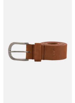 Men Leather Buckle Belt, Almond