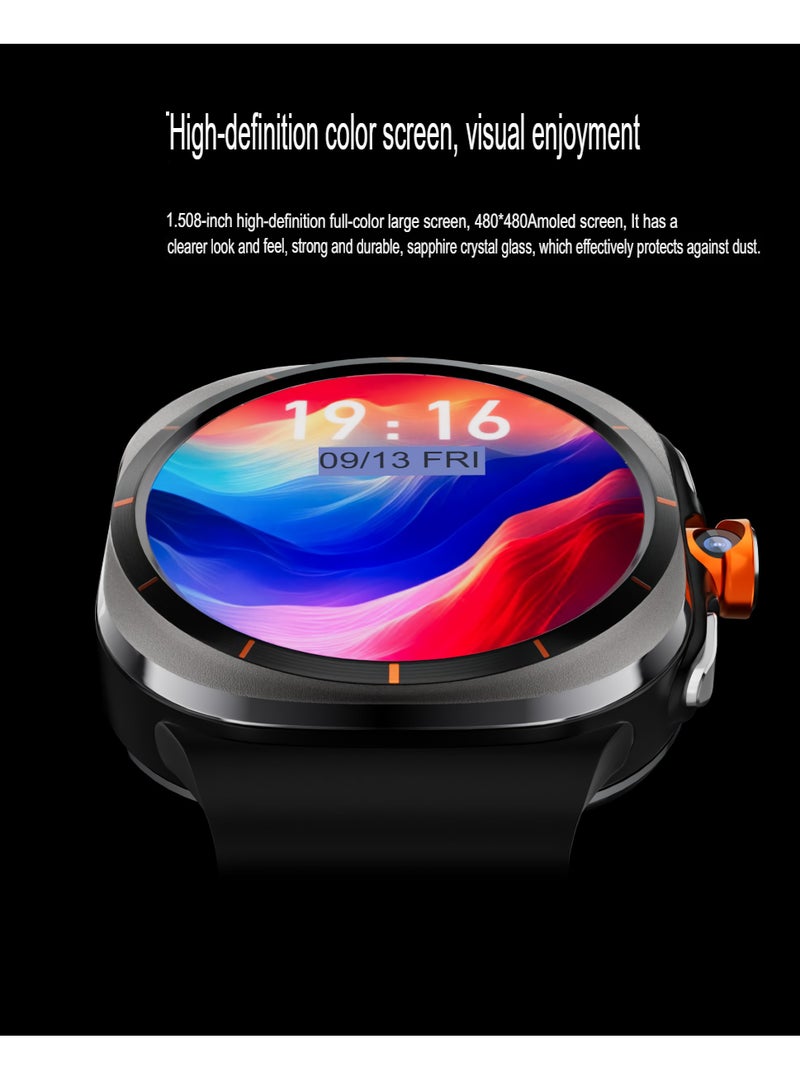 U8 Ultra Smart Watch, 4G Full Netcom GPS Compass Smart Wrist Watch, Magnetic Charging Android Phone Watch With Heart Rate Oxygen Monitoring, (1pc, Silver) - Image 2