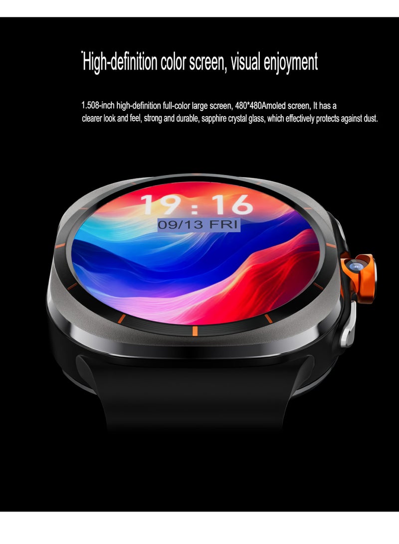 U8 Ultra Smart Watch, 4G Full Netcom GPS Compass Smart Wrist Watch, Magnetic Charging Android Phone Watch With Heart Rate Oxygen Monitoring, (1pc, Silver) - Image 4