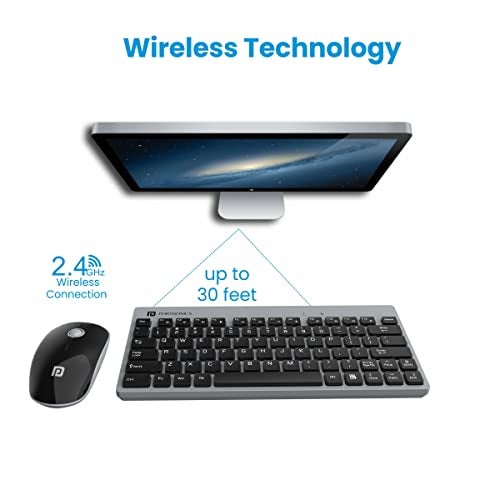 Portronics Key2 Combo Wireless Keyboard and Mouse Set,with 2.4 GHz USB Receiver,Silent Keystrokes,1200 DPI Optical Tracking,Compact Design,Multimedia Keys for PC,Laptop & USB Supported Devices(Grey) - Image 4
