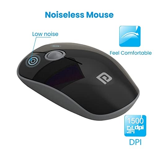 Portronics Key2 Combo Wireless Keyboard and Mouse Set,with 2.4 GHz USB Receiver,Silent Keystrokes,1200 DPI Optical Tracking,Compact Design,Multimedia Keys for PC,Laptop & USB Supported Devices(Grey) - Image 5