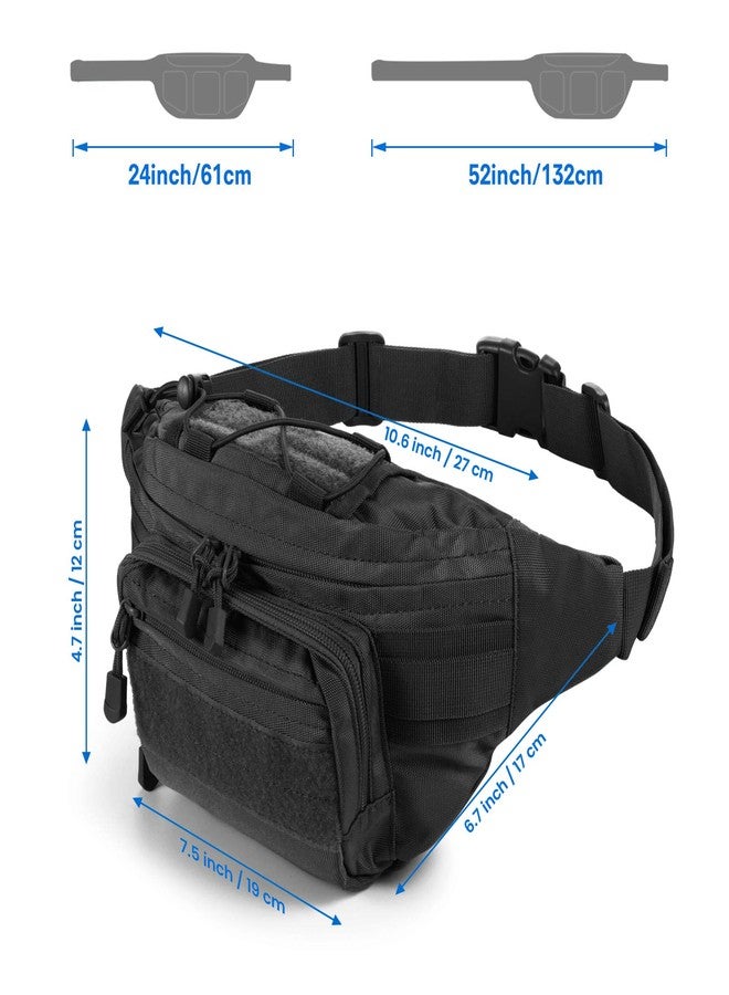 FRTKK Tactical Fanny Pack Military Waist Bag Pack with USA Flag Patch Utility Hip Pack with Adjustable Strap for Outdoors Fishing Cycling Camping Hiking Dog Walking (Black 2) - Image 3