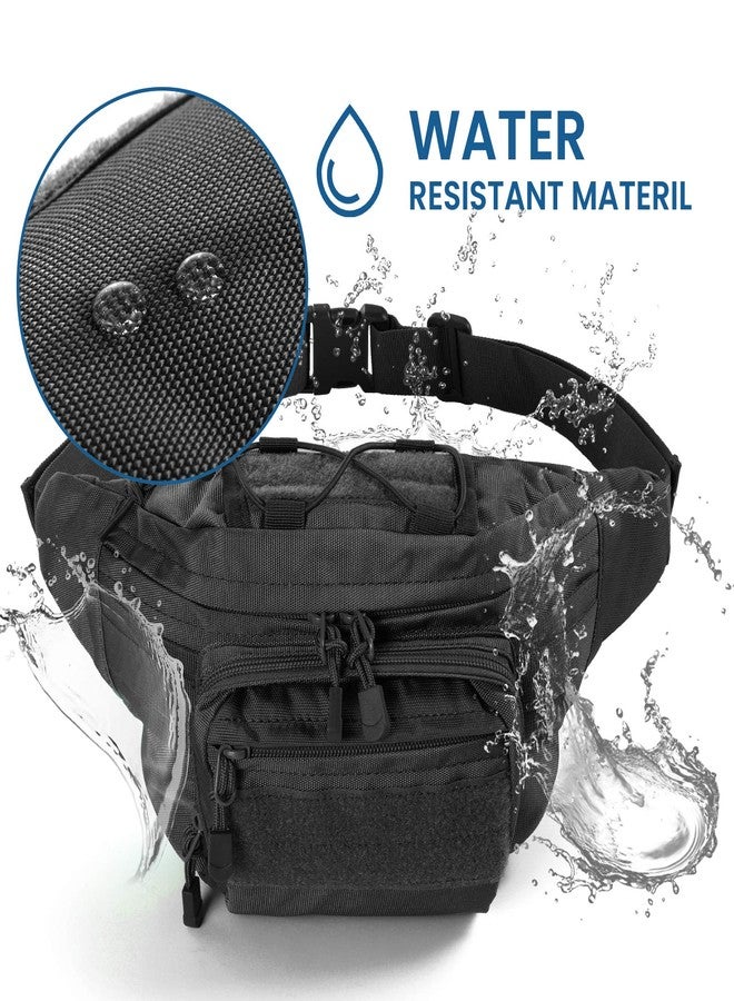 FRTKK Tactical Fanny Pack Military Waist Bag Pack with USA Flag Patch Utility Hip Pack with Adjustable Strap for Outdoors Fishing Cycling Camping Hiking Dog Walking (Black 2) - Image 5