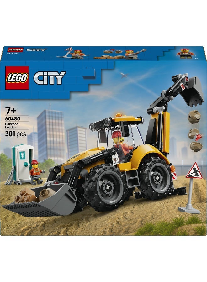 LEGO City Yellow Backhoe Loader 60480 Building Toy Set (118 Pieces) - Image 2