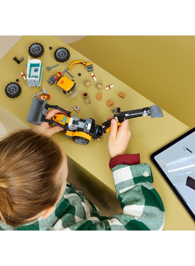 LEGO City Yellow Backhoe Loader 60480 Building Toy Set (118 Pieces) - Image 4