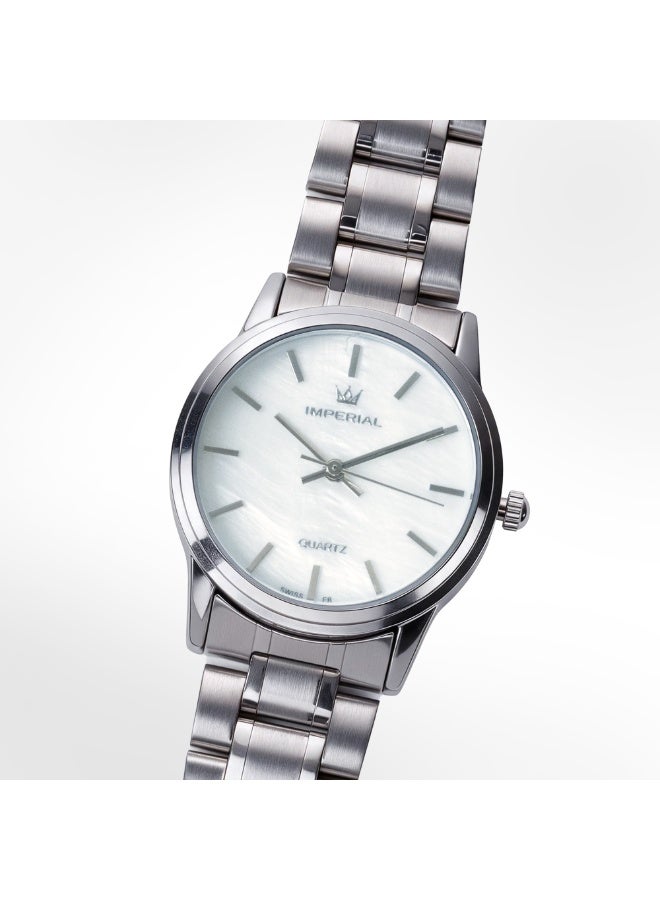IMPERIAL Men's Silver Stainless Steel Watch, White Dial, Y121 Movement, Butterfly Clasp, 3ATM Watch for Men | IMP.GD6638L4421 - Image 3