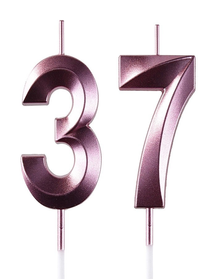 شمعة عيد ميلاد AOOLADA رقم 37 و73، شموع كعكة عيد الميلاد رقم 37 و73، شموع عيد ميلاد رقم 37 و73 لتزيين الكيك، بنفسجي - Image 1