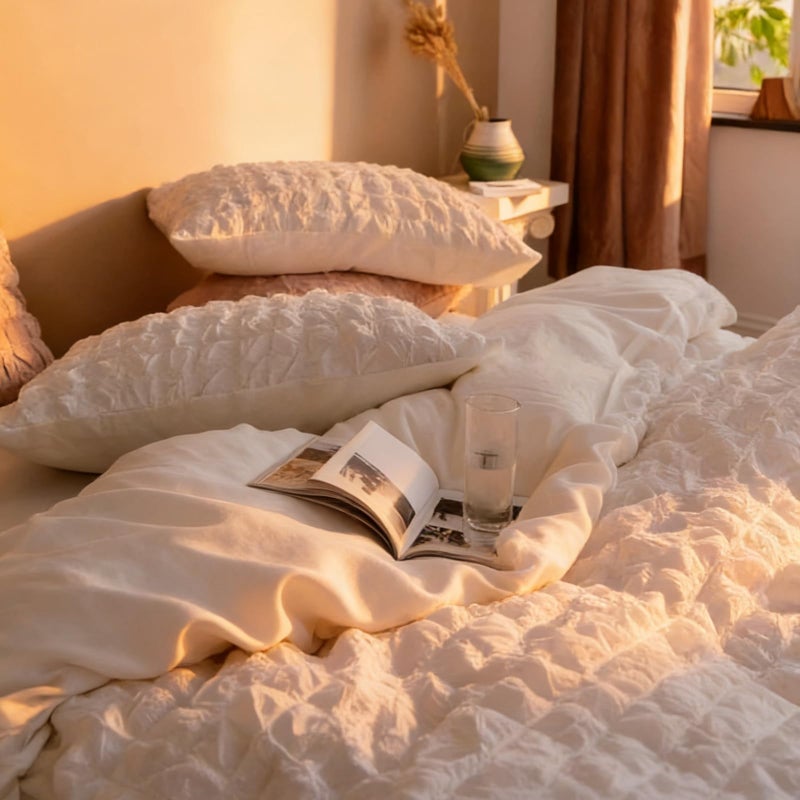UhobeCap Weighted Blanket Cover, Seersucker, 48 * 72 Weighted Blanket Cover, 8 Corner Ties, Duvet Cover for Weighted Blanket, Blanket Cover only, Pillowcases not Included - Image 3