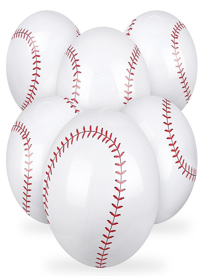 Fovths 6 Pack Inflatable Baseball Party Supplies for Adults 11 Inch Summer Beach Ball Bouncing Ball Sports Theme Favors for Outdoor Pool Birthday Party Decorations - Image 1