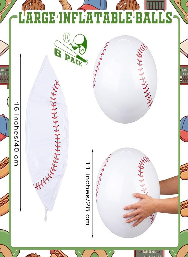 Fovths 6 Pack Inflatable Baseball Party Supplies for Adults 11 Inch Summer Beach Ball Bouncing Ball Sports Theme Favors for Outdoor Pool Birthday Party Decorations - Image 2