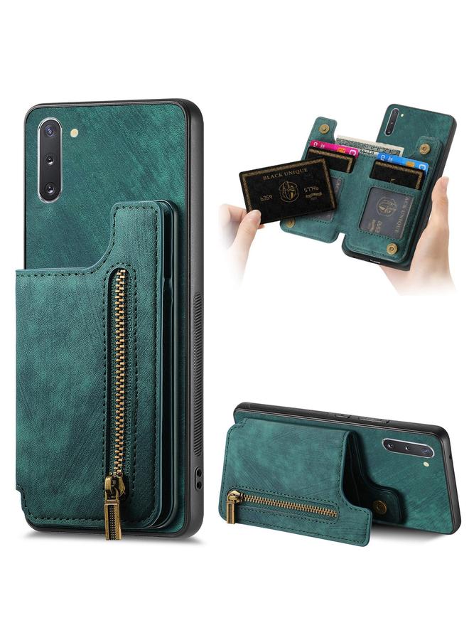 S-TOP Case For Samsung Galaxy Note10 Retro Leather Zipper Wallet Back Phone Case - Image 1