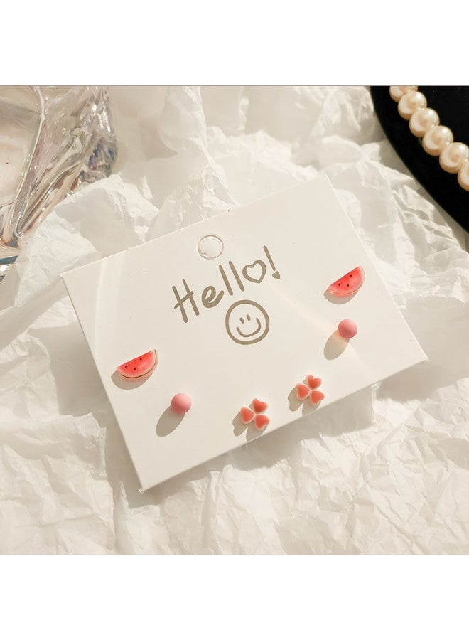 KUYING New Ear Care Non Removable And Non Fading Silver Needle Earring Set