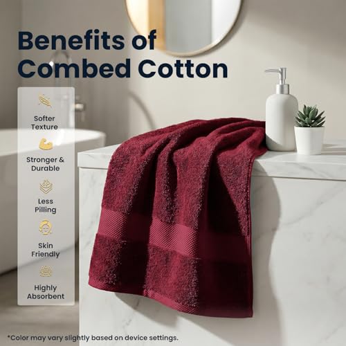 Earthy Fables Premium Bath Towel - 100% Combed Cotton, 600 GSM, Ultra Soft, Quick Dry and Highly Absorbent for Home, Travel and Acne-Prone Skin, 150 x 70 cm, Vintage Maroon - Image 5