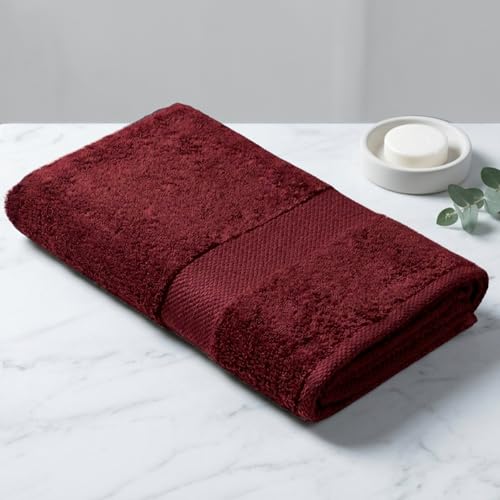 Earthy Fables Premium Bath Towel - 100% Combed Cotton, 600 GSM, Ultra Soft, Quick Dry and Highly Absorbent for Home, Travel and Acne-Prone Skin, 150 x 70 cm, Vintage Maroon - Image 1