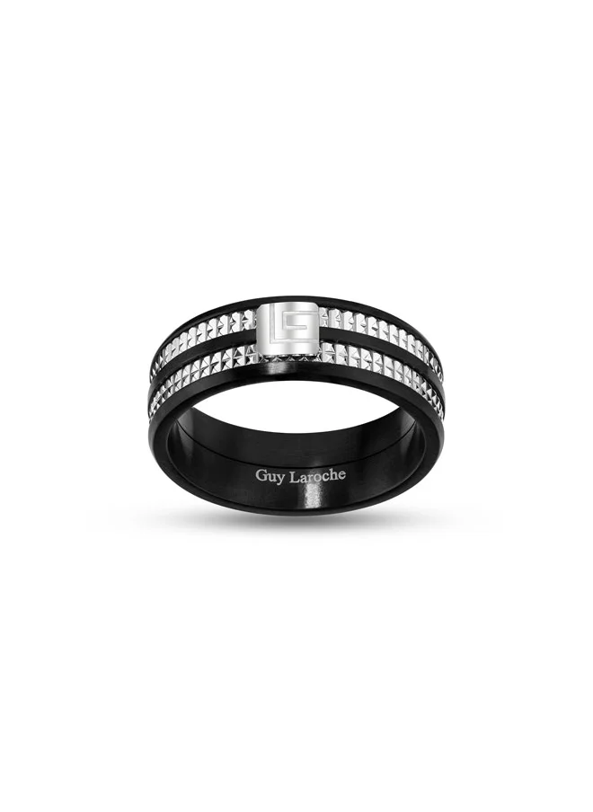 غاي لاروش Alex.2 Silver & Blue Finger Ring for Men