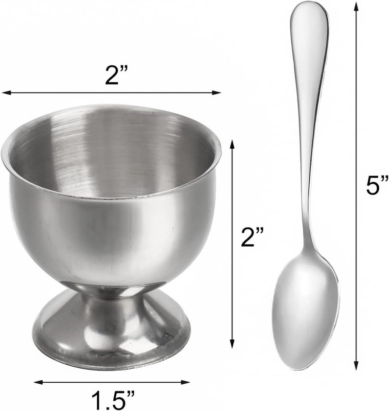 Elsjoy 8 Pack Egg Cup Holders with 8 Spoons, Stainless Steel Egg Cups Set for Soft & Hard Boiled Eggs, Kitchen Tools, Breakfast - Image 2