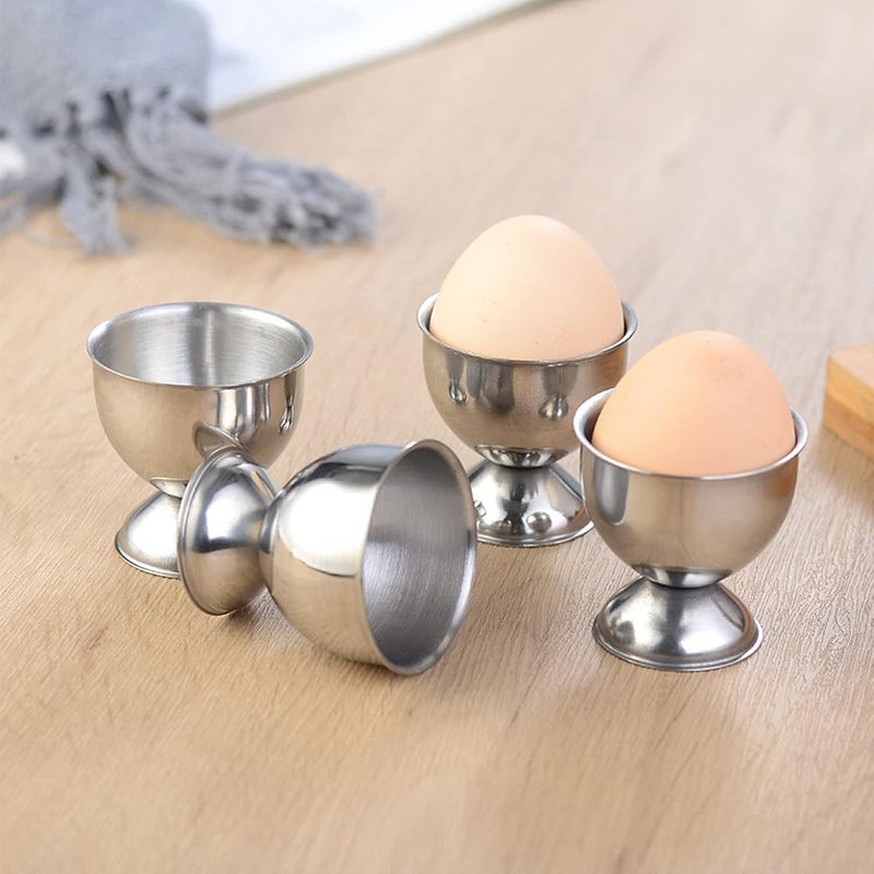 Elsjoy 8 Pack Egg Cup Holders with 8 Spoons, Stainless Steel Egg Cups Set for Soft & Hard Boiled Eggs, Kitchen Tools, Breakfast - Image 5