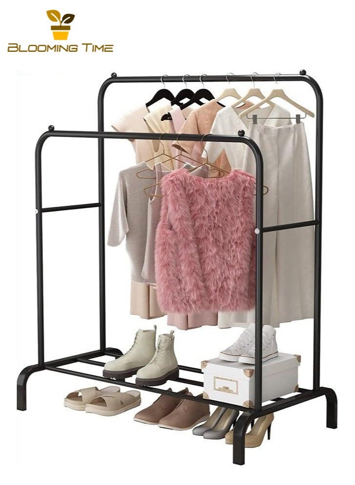 بلومنغ تايم شماعات مستقلة مزدوجة القطب شماعات غرفة نوم متعددة الوظائف ، هيكل معدني ، متانة قوية وقدرة تحمل ، ليس من السهل الصدأ ، مجهزة بمقبس غير قابل للانزلاق ، ملابس ثابتة ، سهلة التركيب ، التجميع ، سهلة التنظيف أسود 110 * 54 * 150 سم - Image 2