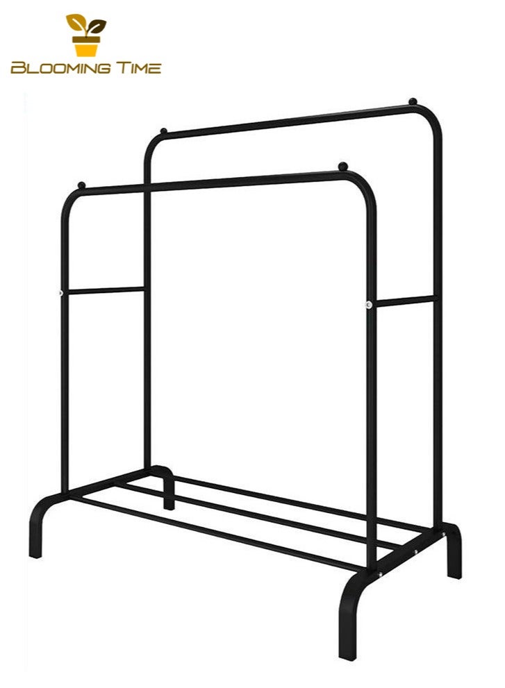 بلومنغ تايم شماعات مستقلة مزدوجة القطب شماعات غرفة نوم متعددة الوظائف ، هيكل معدني ، متانة قوية وقدرة تحمل ، ليس من السهل الصدأ ، مجهزة بمقبس غير قابل للانزلاق ، ملابس ثابتة ، سهلة التركيب ، التجميع ، سهلة التنظيف أسود 110 * 54 * 150 سم - Image 3