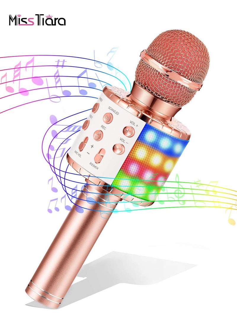 MissTiara - Karaoke Wireless Microphone, 4 in 1 Handheld Bluetooth Microphones Speaker Karaoke Machine with Dancing LED Lights, Home KTV Player Compatible with Android & iOS Devices for Party/Kids Singing - Image 1