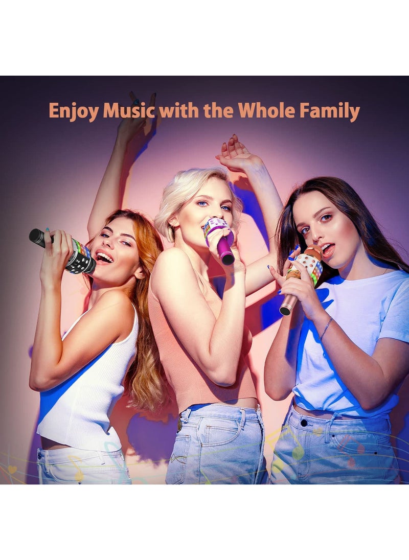 MissTiara - Karaoke Wireless Microphone, 4 in 1 Handheld Bluetooth Microphones Speaker Karaoke Machine with Dancing LED Lights, Home KTV Player Compatible with Android & iOS Devices for Party/Kids Singing - Image 1