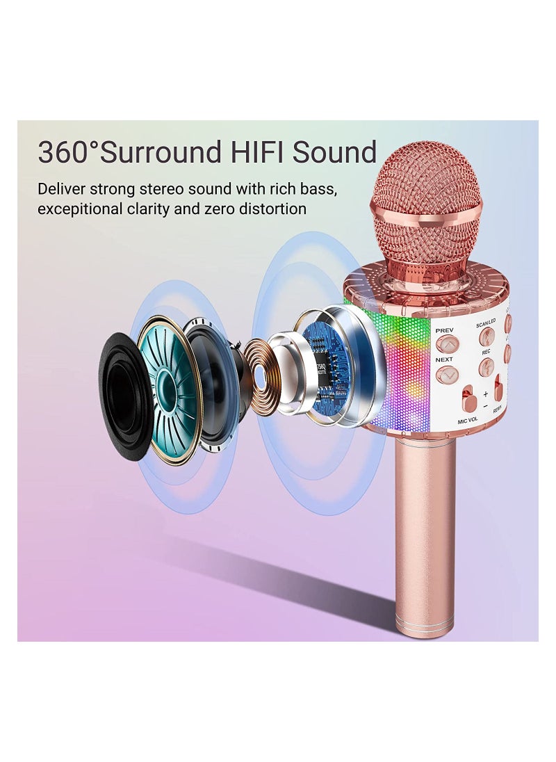 MissTiara - Karaoke Wireless Microphone, 4 in 1 Handheld Bluetooth Microphones Speaker Karaoke Machine with Dancing LED Lights, Home KTV Player Compatible with Android & iOS Devices for Party/Kids Singing - Image 1