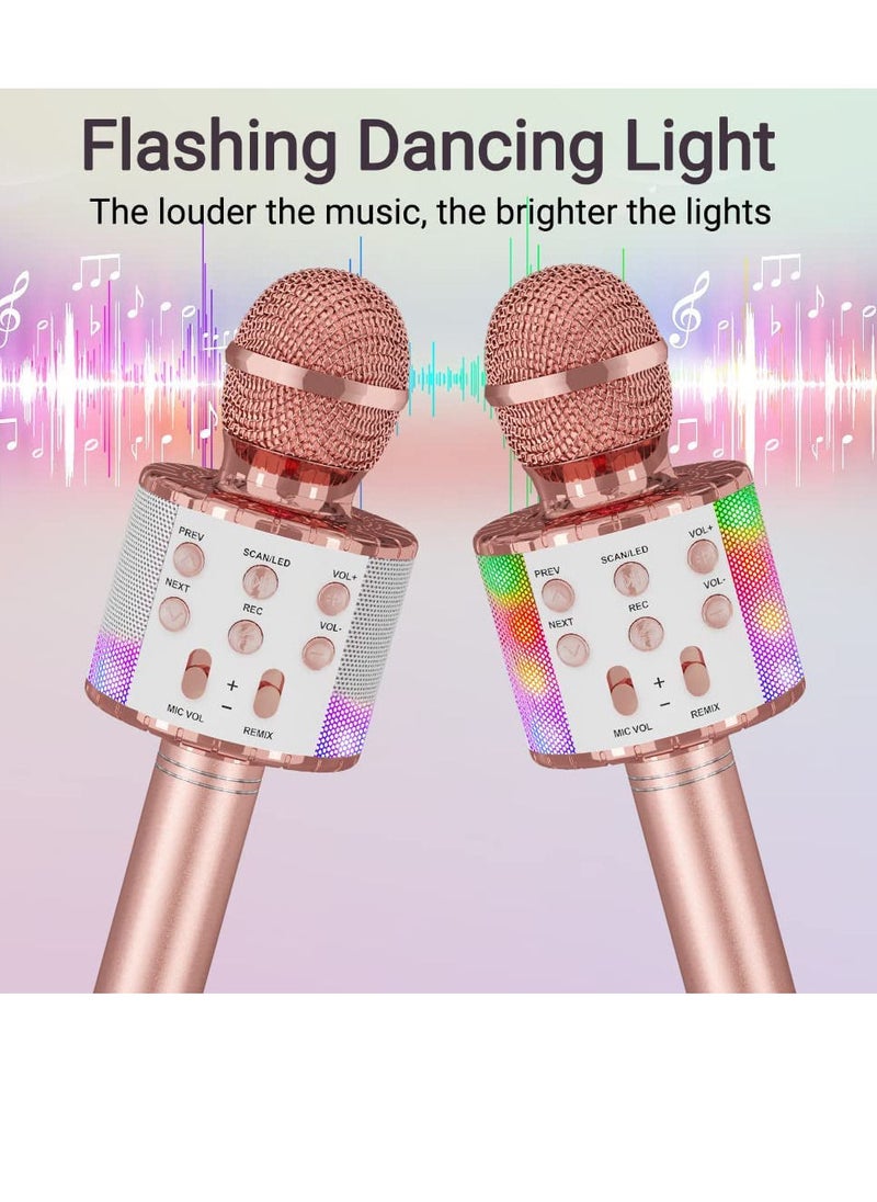 MissTiara - Karaoke Wireless Microphone, 4 in 1 Handheld Bluetooth Microphones Speaker Karaoke Machine with Dancing LED Lights, Home KTV Player Compatible with Android & iOS Devices for Party/Kids Singing - Image 1