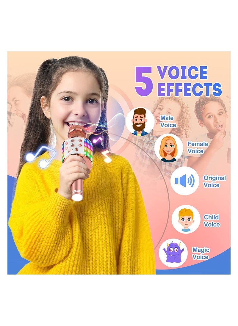 MissTiara - Karaoke Wireless Microphone, 4 in 1 Handheld Bluetooth Microphones Speaker Karaoke Machine with Dancing LED Lights, Home KTV Player Compatible with Android & iOS Devices for Party/Kids Singing - Image 1