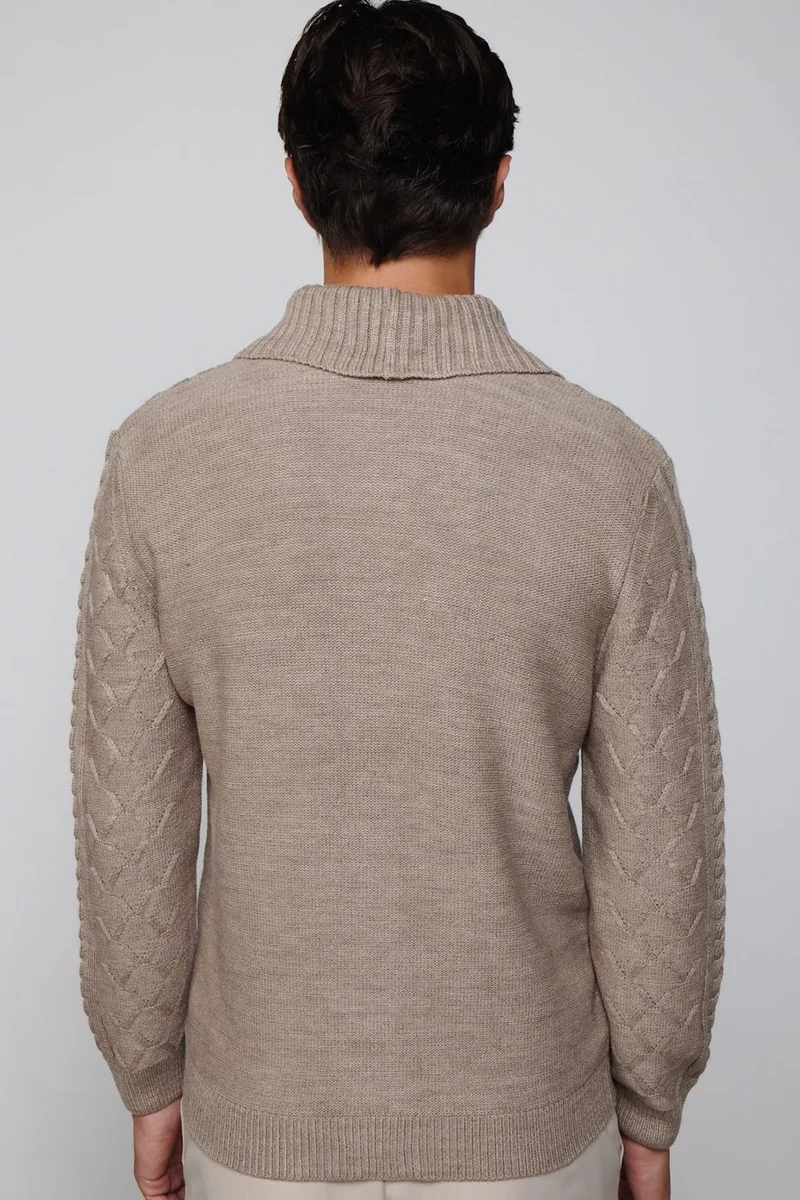 تودورس Slim Fit Slim Fit Patterned Soft Textured Buttoned Brown Men's Cardigan