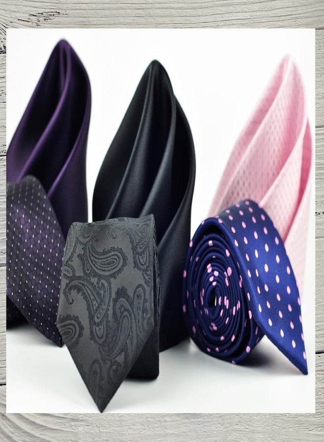 KissTies Mens 12'' Black Paisley Pocket Square Hanky Handkerchief - Image 4