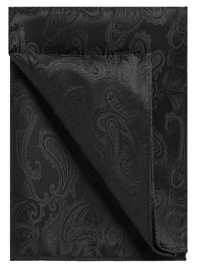 KissTies Mens 12'' Black Paisley Pocket Square Hanky Handkerchief - Image 2