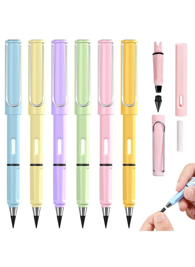 BangBoom 6 Pcs Eternal Inkless Pencil With Eraser Erasable Everlasting Pencils Replaceable Nib Colorful Forever Infinity Pencil Portable Magic Pencils For Office School Writing Drawing (Combo 1)  - Image 1