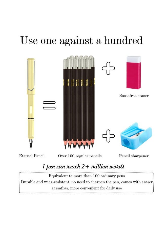 BangBoom 6 Pcs Eternal Inkless Pencil With Eraser Erasable Everlasting Pencils Replaceable Nib Colorful Forever Infinity Pencil Portable Magic Pencils For Office School Writing Drawing (Combo 1)  - Image 3
