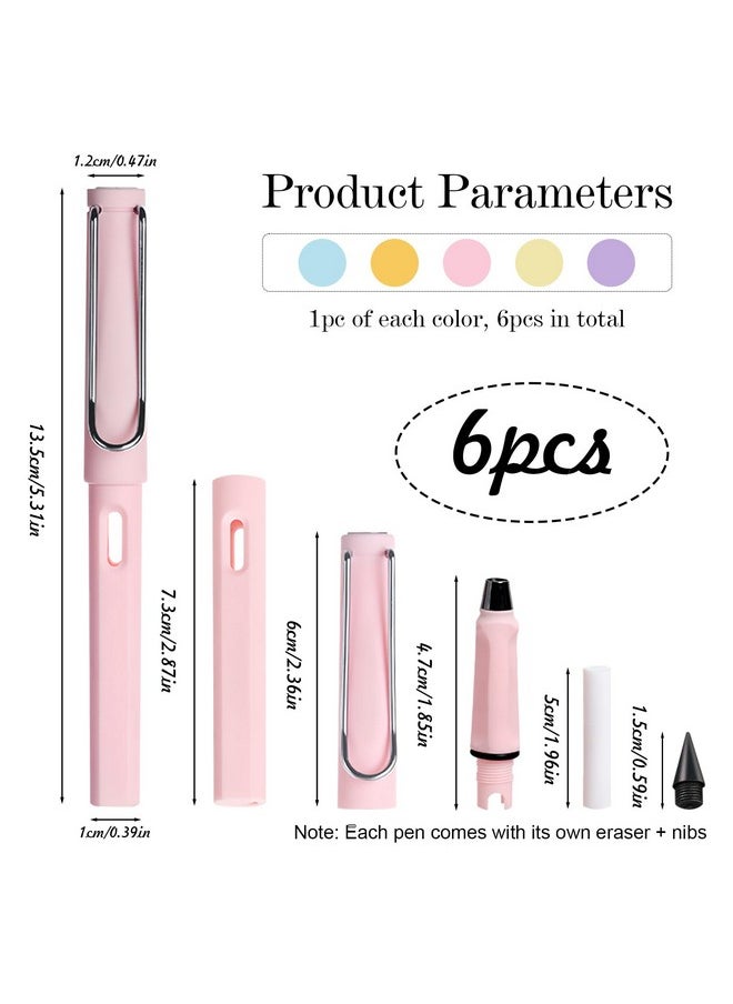 BangBoom 6 Pcs Eternal Inkless Pencil With Eraser Erasable Everlasting Pencils Replaceable Nib Colorful Forever Infinity Pencil Portable Magic Pencils For Office School Writing Drawing (Combo 1)  - Image 2
